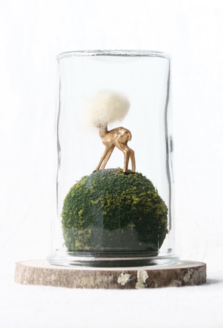 golden deer approx 4 1/2” tall & 3 3/4” diameter
